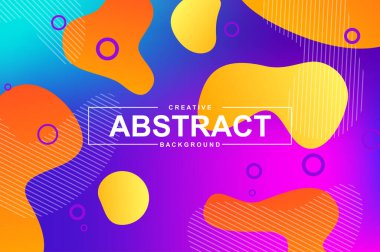 Dinamik sıvı şekilli modaya uygun tasarım. İniş sayfası için renkli akışkan arka plan, grafik sunumu. Gradyanlarla canlı bileşim, başlık vektör çizimi ile dalgalı desen.