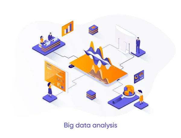 Banner Web Isométrico Análisis Big Data Concepto Isometría Analítica Inteligencia — Vector de stock