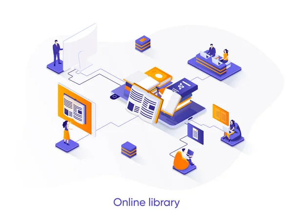 온라인 라이브러리 Isometric Library 기하학 서비스 디자인 사람을 일러스트 — 스톡 벡터