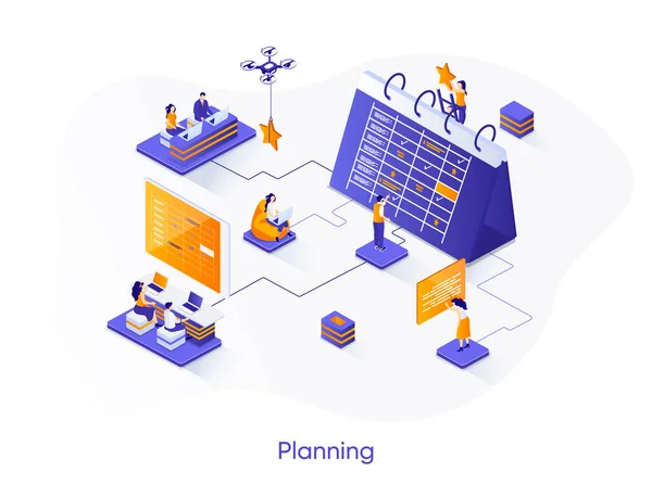Obchodní Plánování Izometrický Web Banner Obchodní Plánování Organizování Pracovních Činností — Stockový vektor