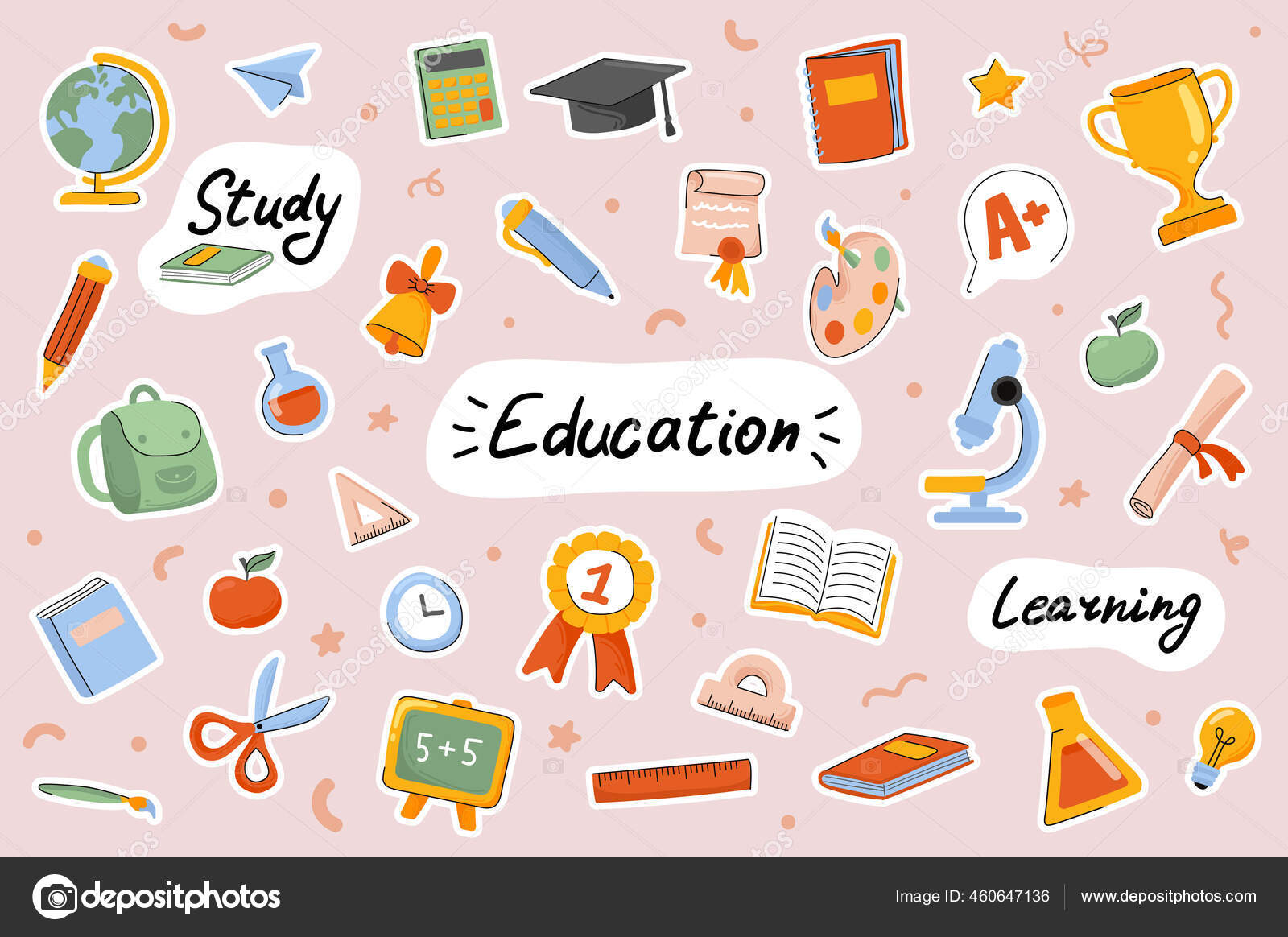 Sekolah Dan Pendidikan Templat Stiker Lucu Ditetapkan Kumpulan Buku Teks