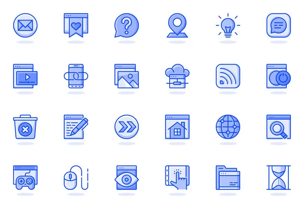 Website UI web flat line icon. Bundle outline pictogram of development, site content, buttons, seo optimization, programming process concept. Vector illustration of icons pack for website design — Stock Vector