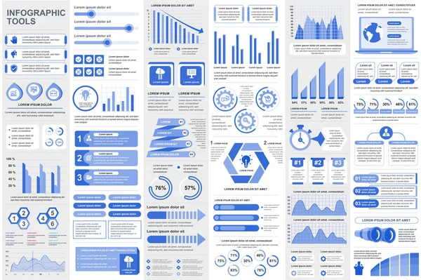 Bundle elementos infográficos modelo de design de vetores de visualização de dados. Pode ser usado para etapas, processos de negócios, fluxo de trabalho, diagrama, conceito de fluxograma, linha do tempo, ícones de marketing, gráficos de informações . —  Vetores de Stock