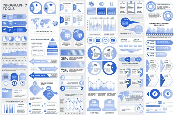 Bundle elementos infográficos modelo de design de vetores de visualização de dados. Pode ser usado para etapas, processos de negócios, fluxo de trabalho, diagrama, conceito de fluxograma, linha do tempo, ícones de marketing, gráficos de informações . — Vetor de Stock