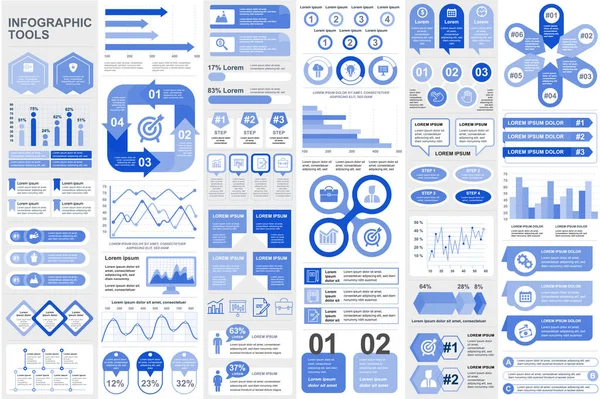 Paquete de elementos infográficos plantilla de diseño vectorial visualización de datos. Se puede utilizar para pasos, procesos de negocio, flujo de trabajo, diagrama, concepto de diagrama de flujo, línea de tiempo, iconos de marketing, gráficos de información . — Vector de stock