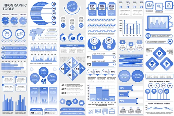 Bundle Infografik Elemente Daten Visualisierung Vektor Design Template. kann für Schritte, Geschäftsprozesse, Workflow, Diagramm, Flussdiagramm-Konzept, Zeitachse, Marketing-Symbole, Informationsgrafiken verwendet werden. — Stockvektor