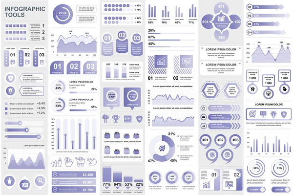 Bundle éléments infographiques modèle de conception vectorielle de visualisation de données. Peut être utilisé pour les étapes, les processus opérationnels, le flux de travail, le diagramme, le concept d'organigramme, la chronologie, les icônes marketing, les graphiques d'information . — Image vectorielle