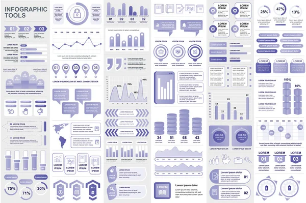 Bundle elementos infográficos modelo de design de vetores de visualização de dados. Pode ser usado para etapas, processos de negócios, fluxo de trabalho, diagrama, conceito de fluxograma, linha do tempo, ícones de marketing, gráficos de informações . — Vetor de Stock