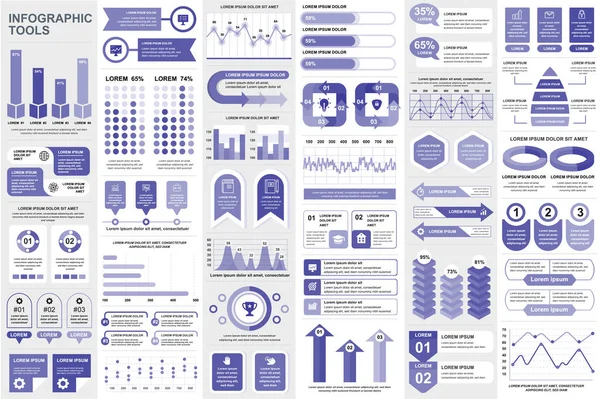 Bundle Infografik Elemente Daten Visualisierung Vektor Design Template. kann für Schritte, Geschäftsprozesse, Workflow, Diagramm, Flussdiagramm-Konzept, Zeitachse, Marketing-Symbole, Informationsgrafiken verwendet werden. — Stockvektor