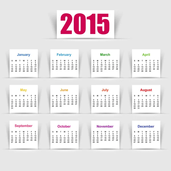 Eenvoudige 2015 kalender — Stockvector