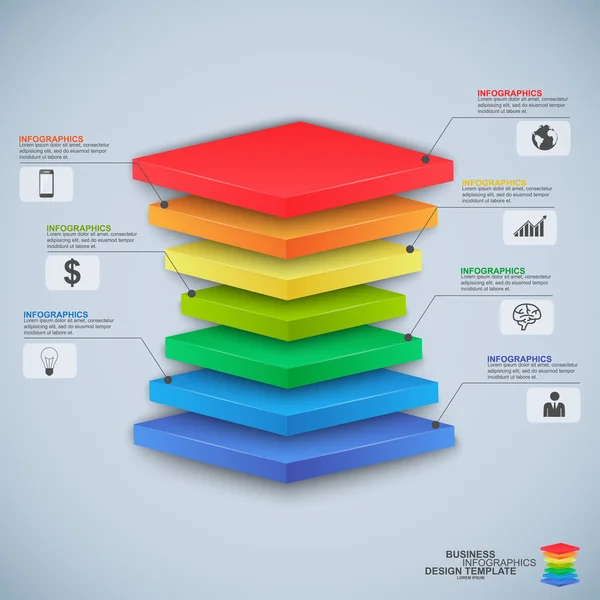 Pirámide de negocio digital 3D abstracta Infografía — Vector de stock