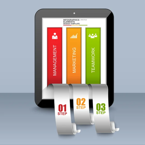 Plantilla de diseño infográfico de tableta de negocios 3D abstracta — Vector de stock