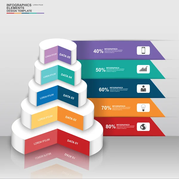 Cerchio d'affari digitale astratto 3D Infografica — Vettoriale Stock