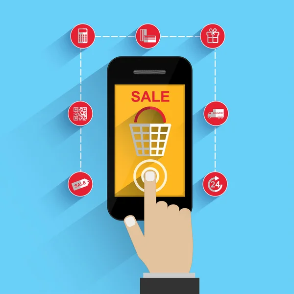 Concept plat e-commerce pour applications mobiles — Image vectorielle