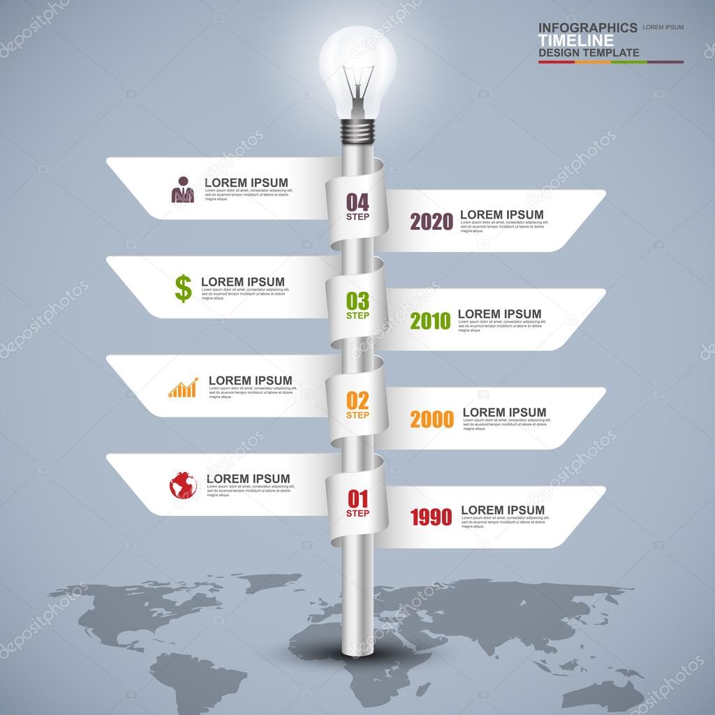 Abstract 3d signpost timeline infographics design template