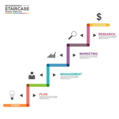 Infographics business stair step success vector design template clipart