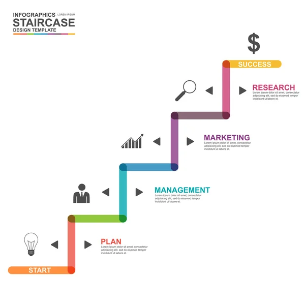 Modello di progettazione vettoriale di successo della scala di business infografica — Vettoriale Stock