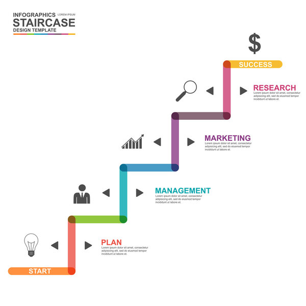 Infographics business stair step success vector design template