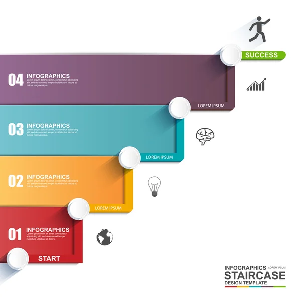 Infográficos negócio escada passo sucesso modelo de design vetorial — Vetor de Stock