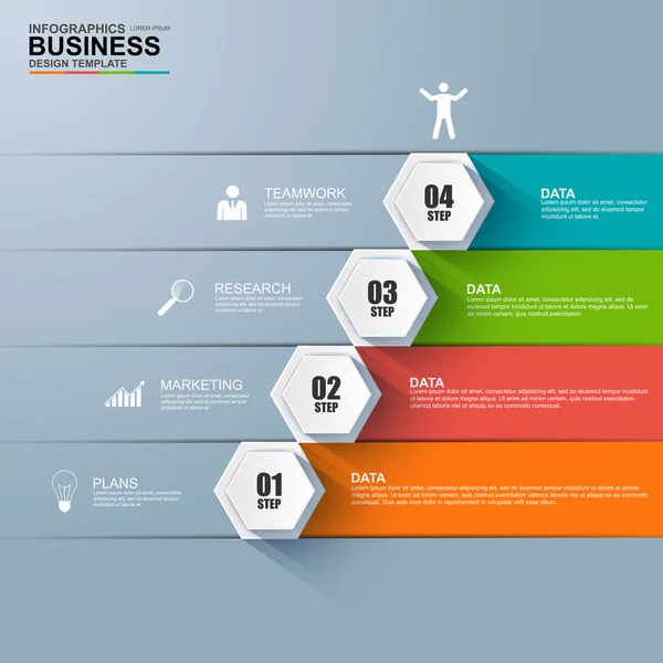 Infográficos negócio escada passo sucesso modelo de design vetorial —  Vetores de Stock