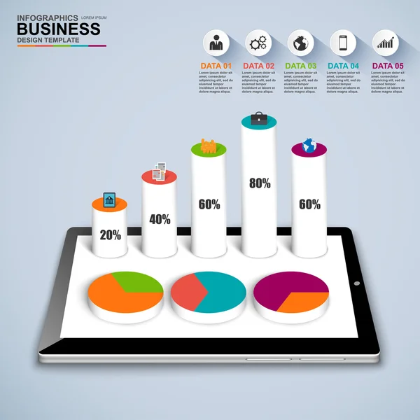Αφηρημένη 3d ισομετρική επιχειρηματικό Infographic — Διανυσματικό Αρχείο