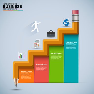 Infographic iş merdiven eğitim vektör tasarım şablonu