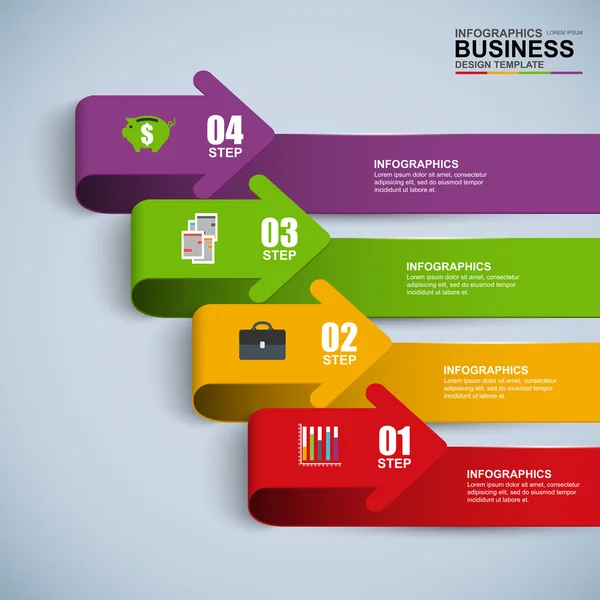 Streszczenie 3d cyfrowy biznes strzałka infographic — Wektor stockowy