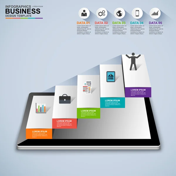 Infográficos negócio escada passo sucesso modelo de design vetorial —  Vetores de Stock