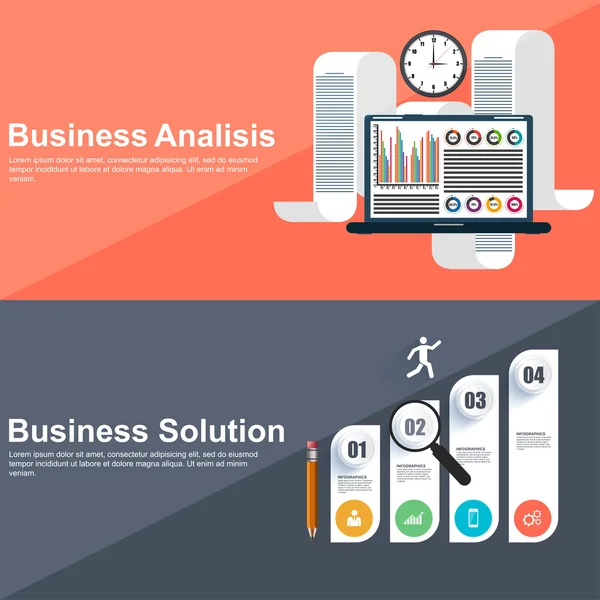 Conceptos de diseño plano para el análisis estratégico y la solución empresarial — Archivo Imágenes Vectoriales