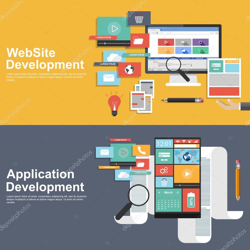 Flat design concept for development websites and apps. EPS10