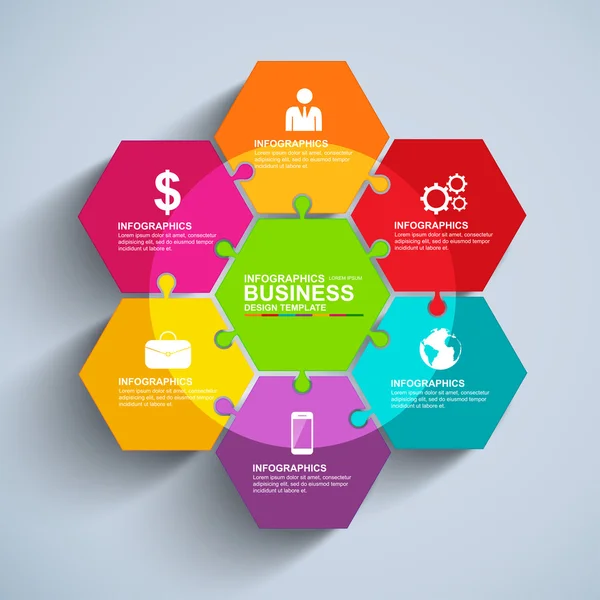 Design moderno Infográfico de estilo jigsaw mínimo — Vetor de Stock