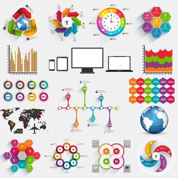 Collezione di infografiche modello di progettazione vettoriale — Vettoriale Stock