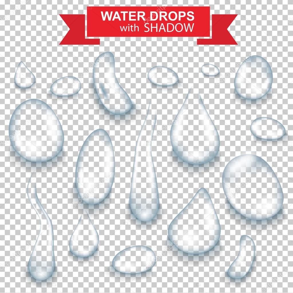 Set of realistic water drops vector