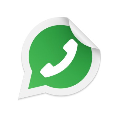 Green phone handset in speech bubble icon clipart