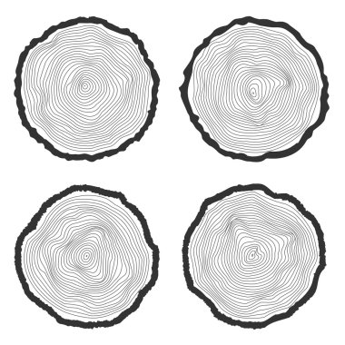 set yüzük arka plan ve gördüm dört vektör ağaç ağaç gövdesi kesme