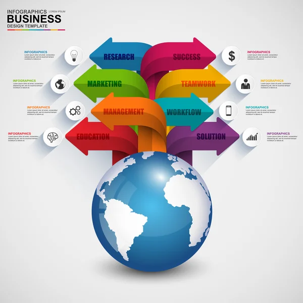 Infográfico de seta de negócios digital 3D abstrato — Vetor de Stock