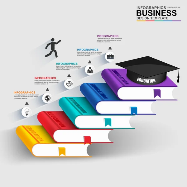 Böcker steg business utbildning infographic — Stock vektor