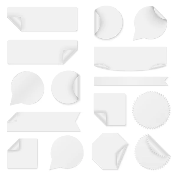 Samling av vitt papper klistermärken — Stock vektor