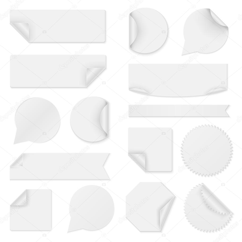 Collection of white paper stickers