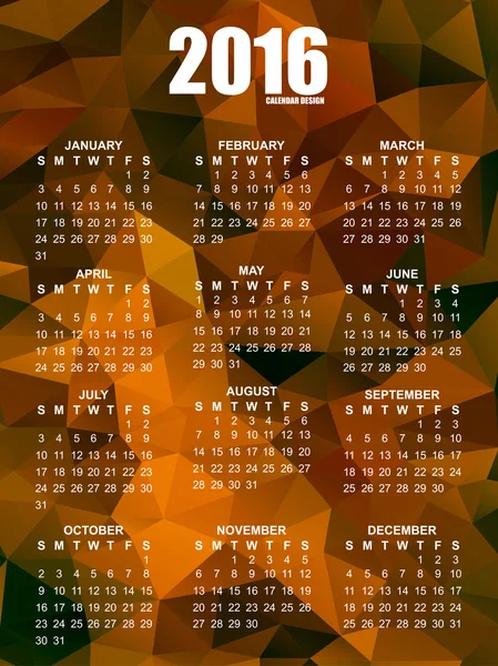 Calendario geometrico del 2016 — Vettoriale Stock