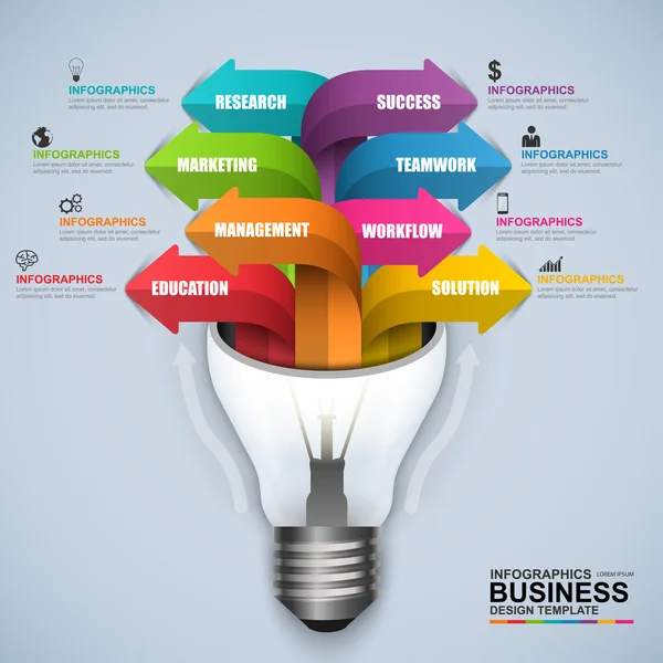 Lâmpada de negócios digital abstrato 3D Infográfico — Vetor de Stock