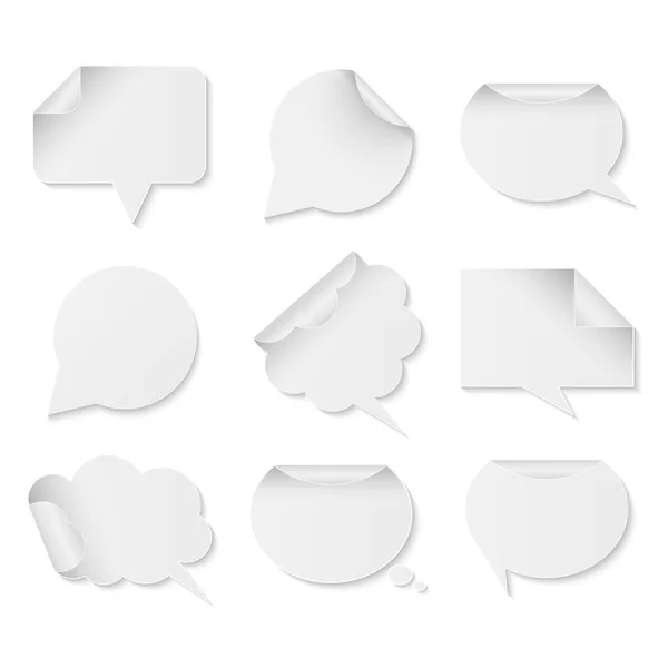 Beyaz kağıt konuşma balonları topluluğu — Stok Vektör
