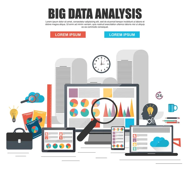 Platt design begreppet big dataanalys — Stock vektor