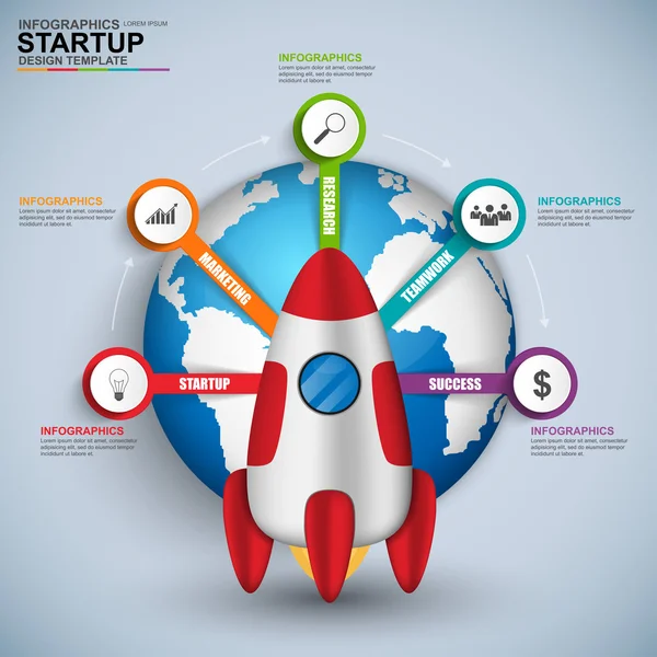 Abstraktní 3d digitální podnikání startup Infographic — Stockový vektor