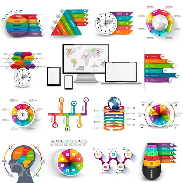 Coleção de modelo de design vetorial infográfico — Vetor de Stock