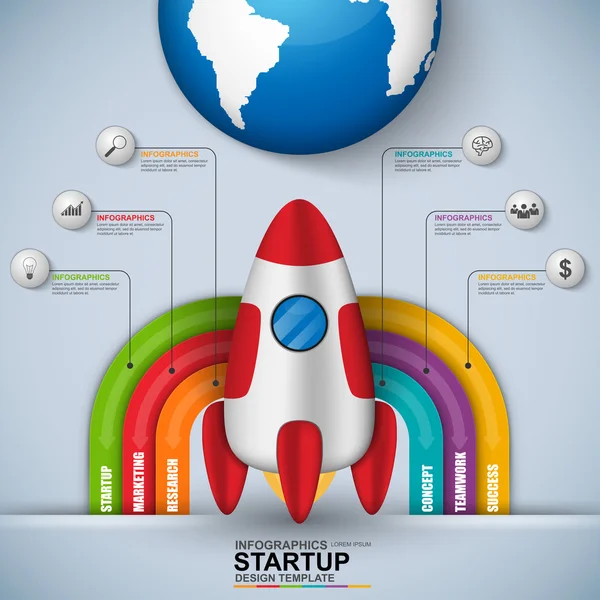 Streszczenie 3d cyfrowy Biznes startowego Infographic — Wektor stockowy