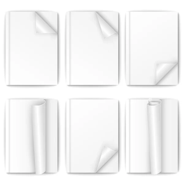 Broschüre aus weißem Papier auf weißem Hintergrund — Stockvektor