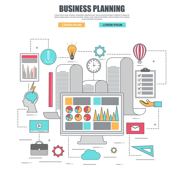 Concepto de diseño plano de línea delgada para la planificación empresarial — Vector de stock