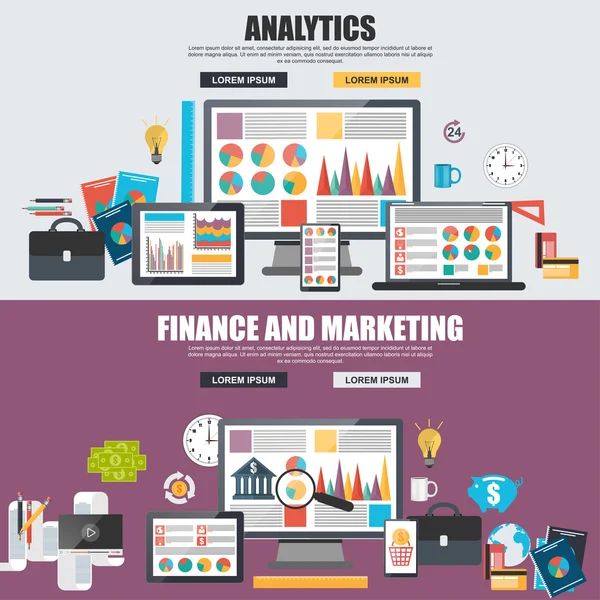 Concepto de diseño plano del análisis de big data empresarial, análisis global — Archivo Imágenes Vectoriales