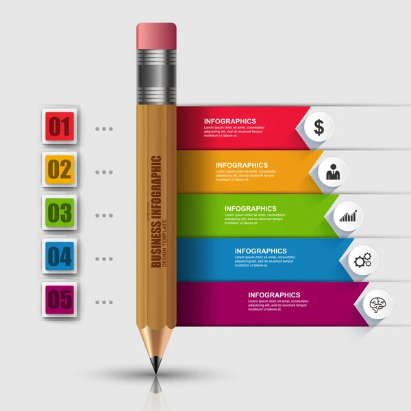 Streszczenie 3d edukacji drewniany ołówek plansza — Wektor stockowy